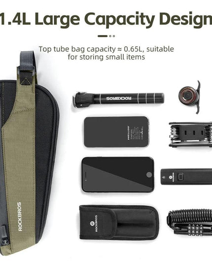 ROCKBROS Bike Bag Portable Bike Top Tube Frame Bag Nylon MTB Road Phone Tool Bag Reflective Ultralight Bicycle Pannier Accessory