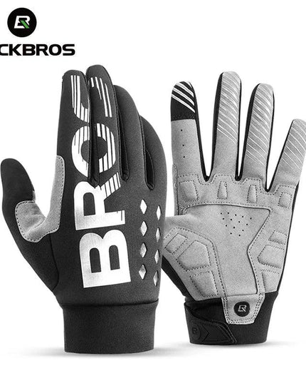 ROCKBROS Cycling Gloves Shockproof Wear Resistant SBR Men Women Full Finger Windproof Gloves Breathable Lengthen  Warm MTB Glove