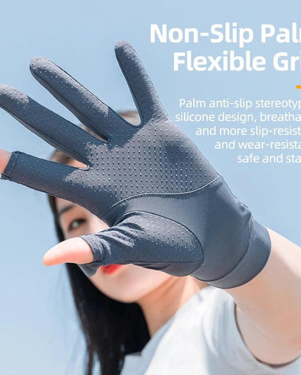ROCKBROS Fishing Gloves Sunscreen Anti UV Gloves Outdoor Breathable Driving Gloves Non-Slip Summer UPF50+ Cycling Gloves Thin