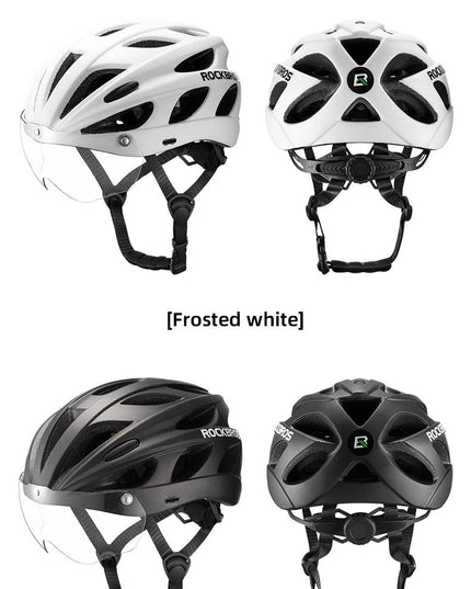 ROCKBROS Bike Helmet Lightweight Breathable Helmet PC+EPS with Photochromic Lens Wind-breaking Brim Safety Cycling Helmet