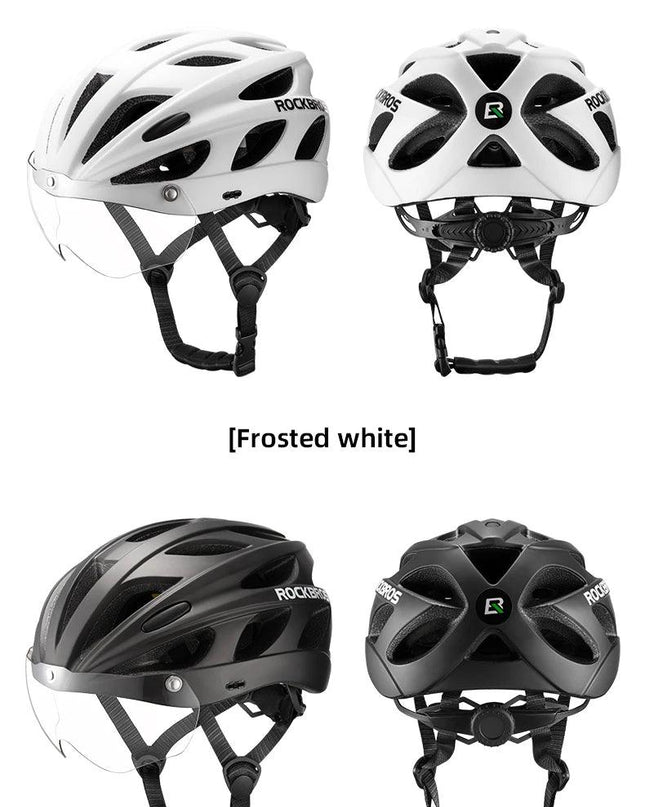 ROCKBROS Bike Helmet Lightweight Breathable Helmet PC+EPS with Photochromic Lens Wind-breaking Brim Safety Cycling Helmet