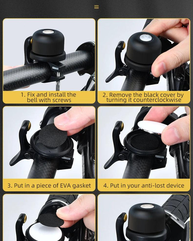ROCKBROS Bicycle Bell Classical Stainless Bike Bell Loud Horn Cycling Handlebar Bell Portable Alarm Safety Bicycle Accessories