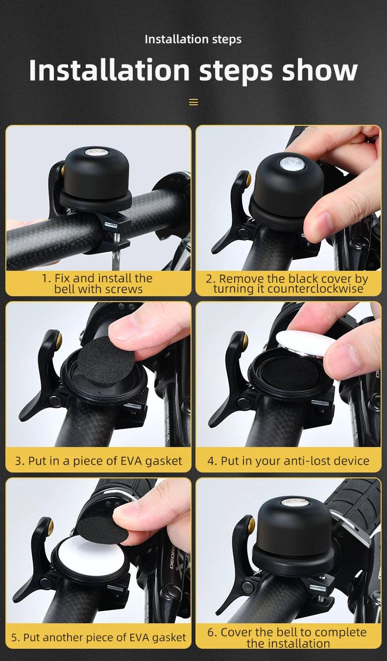 ROCKBROS Bicycle Bell Classical Stainless Bike Bell Loud Horn Cycling Handlebar Bell Portable Alarm Safety Bicycle Accessories