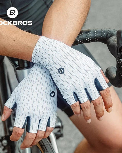 ROCKBROS Cycling Gloves Sunscreen Breathable MTB Road Bike Gloves Shock Absorption Non-slip Gloves Outdoor Thickened Palm Pad