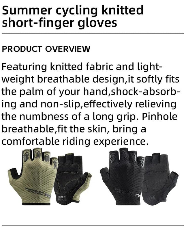 ROCKBROS Half Finger Gloves SBR Palm Pads Breathable Anti-shock Cycling Gloves High Elasticity Fitness Bicycle Fingerless Gloves