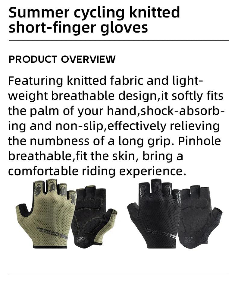 ROCKBROS Half Finger Gloves SBR Palm Pads Breathable Anti-shock Cycling Gloves High Elasticity Fitness Bicycle Fingerless Gloves