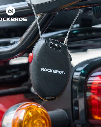 ROCKBROS Bicycle Lock Anti-theft Portable Lightweight 3-Digit Password Cable Lock Helmet Lock Chain Backpack Bike Accessories