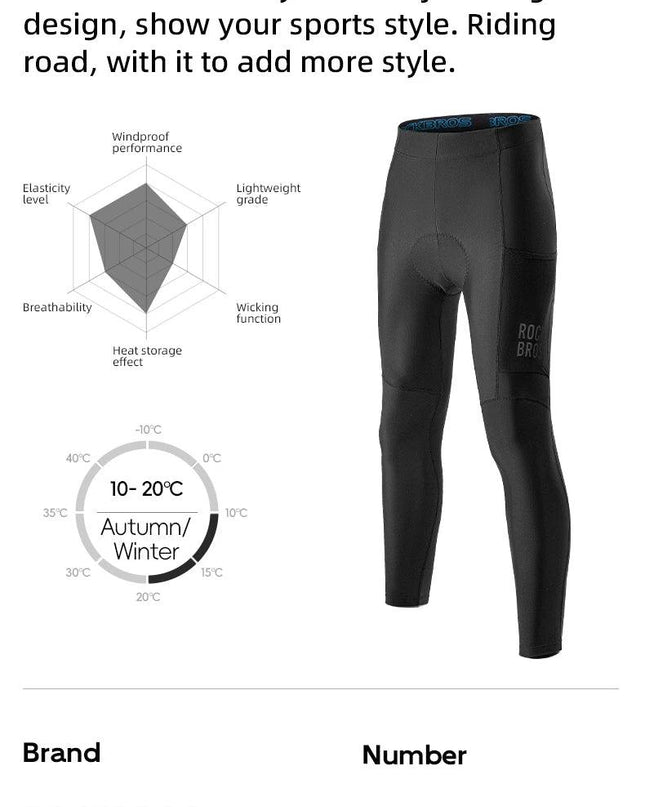 ROCKBROS Cycling Pants Thermal Fleece Winter 3D Padded Riding Leggings Tights Reflective Breathable Mountain Bike Sport Trousers
