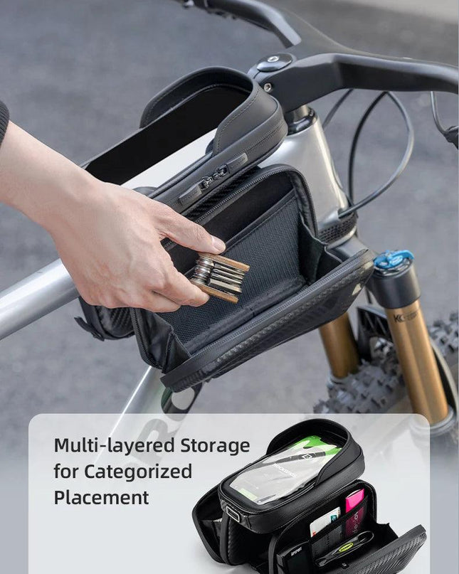 ROCKBROS Bicycle Bag Shockproof Touchscreen Top Tube Bags EVA Hard Shell Front Frame Phone Case Bike Bag Cycling Accessories