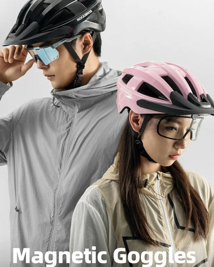ROCKBROS Ultra-Light Cycling Helmet Taillight Magnetic Goggles Integrated Bicycle Helmet High Quality Protection Mtb Road