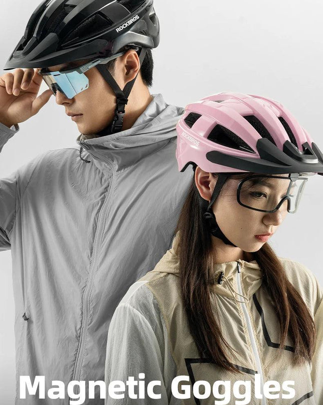 ROCKBROS Ultra-Light Cycling Helmet Taillight Magnetic Goggles Integrated Bicycle Helmet High Quality Protection Mtb Road
