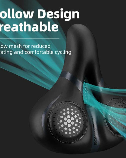 ROCKBROS Bicycle Saddle Breathable Shock Seats PU Leather Surface Cushion Rounded Hollow Cycling Seat Comfort MTB Bike Saddles