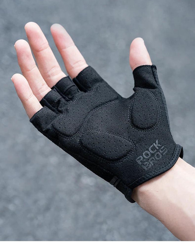 ROCKBROS Half Finger Gloves SBR Palm Pads Breathable Anti-shock Cycling Gloves High Elasticity Fitness Bicycle Fingerless Gloves