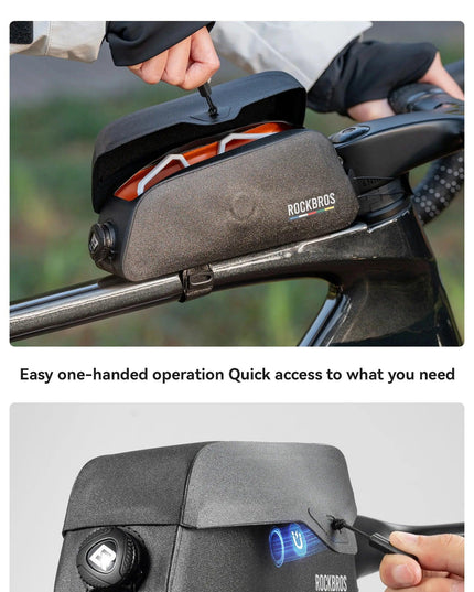 ROCKBROS Waterproof Bicycle Top Tube Bag Lightweight Bike Frame Pack Durable Cycling Storage Bag for Mountain and Road Bikes