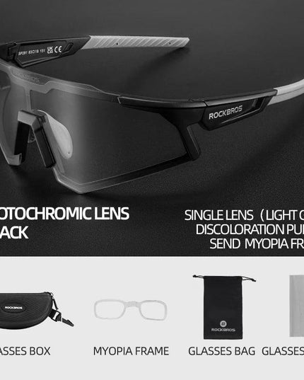 ROCKBROS Photochromic Cycling Glasses Polarized Adjustable Nose Support Myopia Frame Sports Sunglasses Men Women Eyewear Goggle