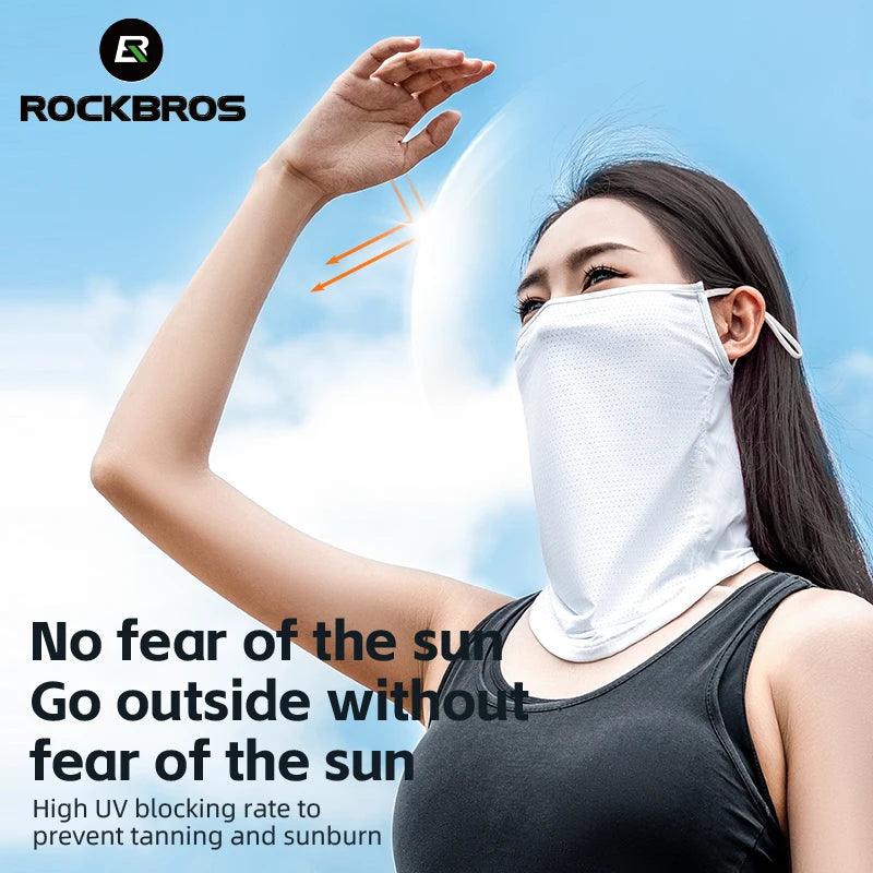 ROCKBROS Summer Ice Silk Mask Anti-UV Quick-drying Face Cover Sunscreen Bandana Breathable Neck Protection Hanging Ear Scarf