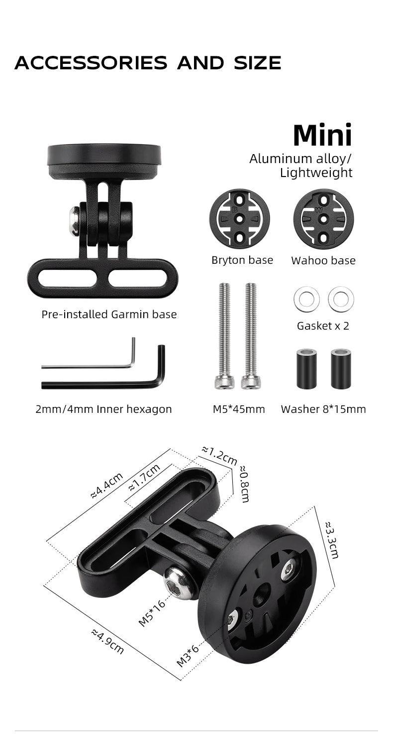 ROCKBROS Bike Bracket Front Light Lamp Holder Aluminum Alloy Extension Holder for Bicycle Computer Wahoo Bryton Garmin Bracket