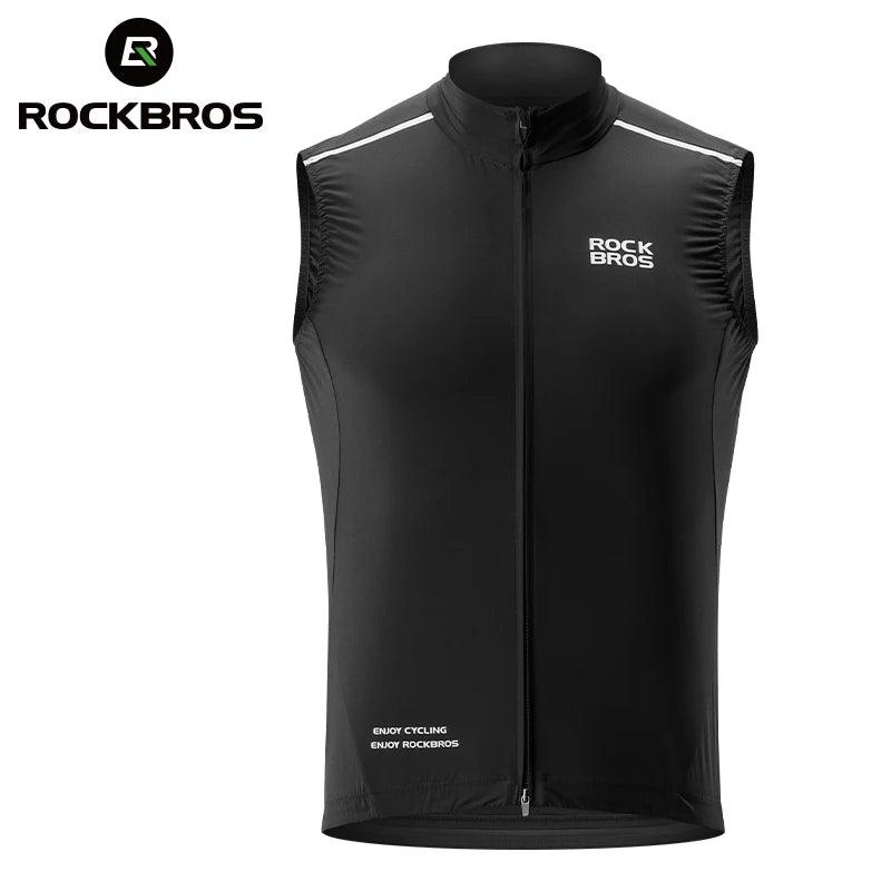 ROCKBROS Cycling Vest for Men Breathable Bicycle Clothing Outdoor Sports Windproof Running Vest Reflective Quick Dry Jersey