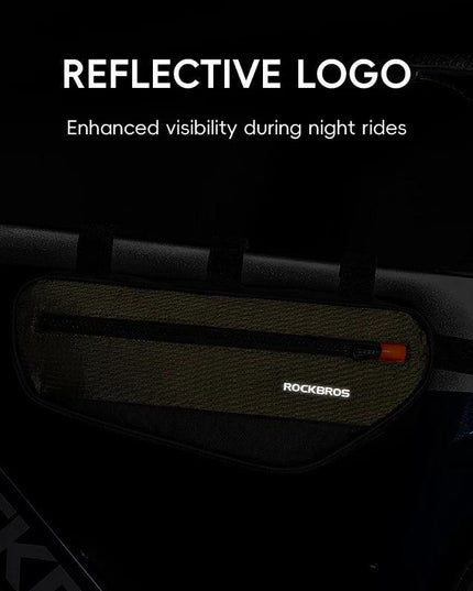 ROCKBROS Bicycle Frame Tube Bag Reflective 1.7L Bike Top Bottom Tube Bag Frame Bag Large Capacity MTB Cycling Pannier Portable