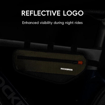 ROCKBROS Bicycle Frame Tube Bag Reflective 1.7L Bike Top Bottom Tube Bag Frame Bag Large Capacity MTB Cycling Pannier Portable