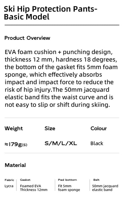 Qunature Ski Hip Protector Pants Adjustable Adult Sports Gear Shorts Snowboard Protection 3D Hip Pads for Motorcycle Skating