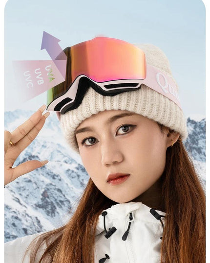 Qunature Ski Goggles Large Frame Snowboard Snow Goggles Double Layers UV400 Anti-fog Ski Glasses Skiing Outdoor Sport Eyewear