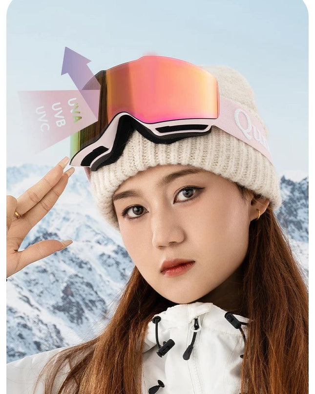 Qunature Ski Goggles Large Frame Snowboard Snow Goggles Double Layers UV400 Anti-fog Ski Glasses Skiing Outdoor Sport Eyewear