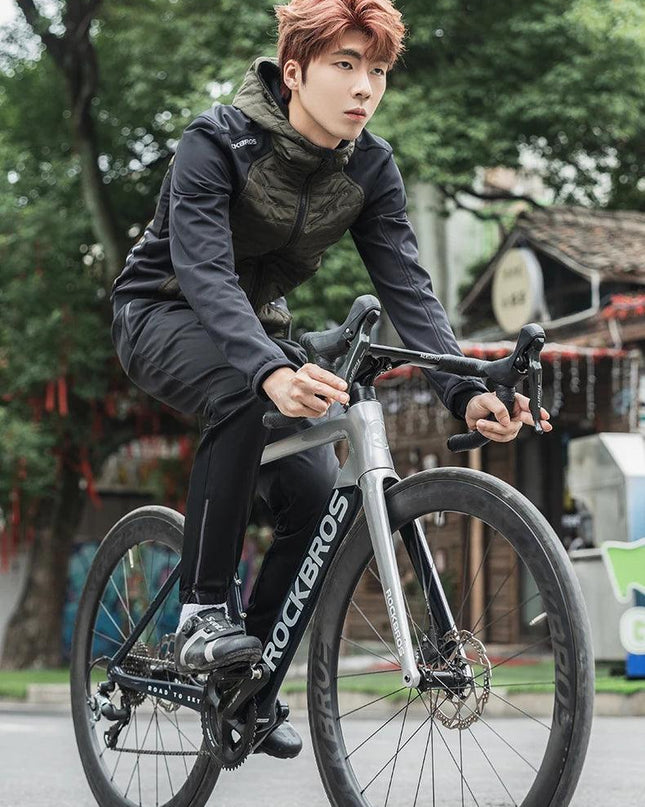 ROCKBROS Winter Thick Fleece Pants Windproof Cycling Pants Men Outdoor Camping Thermal Warm Casual Pants Ski Trousers Sweatpants