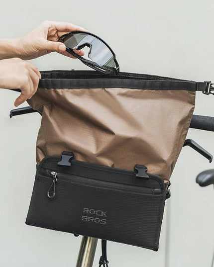 ROCKBROS Bike Front Frame Bag 5.5L Large Capacity Adjustable Handlebar Bag Portable Shoulder Bag Reflective Cycling Packing