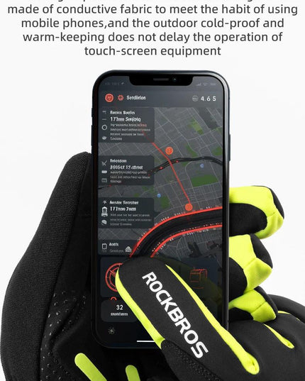 ROCKBROS Warm Heating Gloves Cycling Electric Heating Gloves Intelligent Sensing Winter Thermal Ski Long Glove Type-C charging