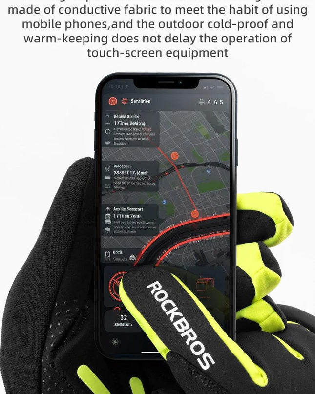 ROCKBROS Warm Heating Gloves Cycling Electric Heating Gloves Intelligent Sensing Winter Thermal Ski Long Glove Type-C charging