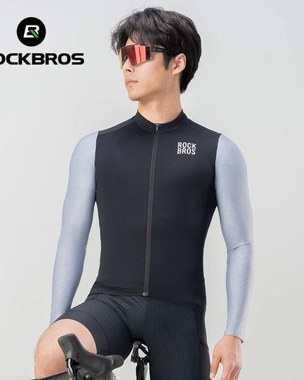 ROCKBROS Cycling Jersey Breathable Long Sleeved Quick Drying With Rear Pocket Bicycle Clothing Non-slip Sweatshirt Cycling Suit