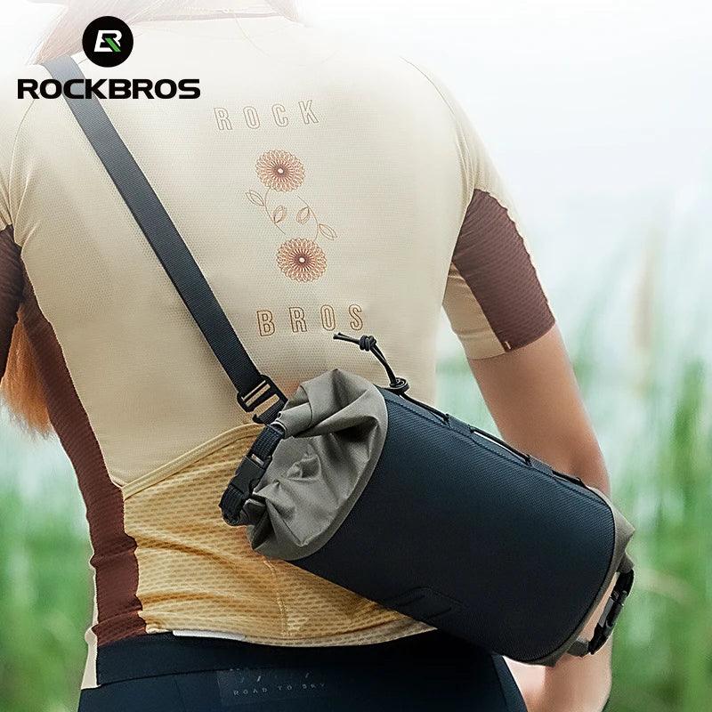 ROCKBROS Bike Bag Portable Handlebar Pannier 2.4L Big Capacity Shoulder Bag  Frame Tube Bag Elastic Band Bicycle Accessoriescase