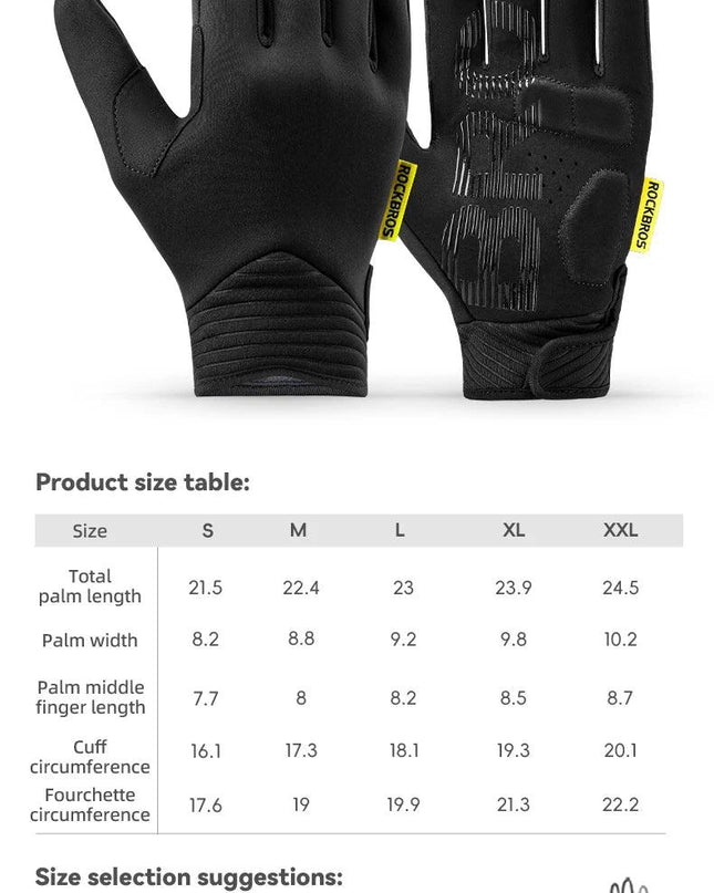 ROCKBROS Cycling Gloves MTB Road Bike Non-slip Gloves Touch Screen Winter Thermal Fleece Warmer Windproof Gloves Full Finger