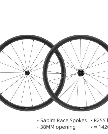 ROCKBROS Carbon Bicycle Wheelset 38mm 55mm Wheel Tubeless Clincher Tires Cycling Wheel Set Road Bike Steel Ball/Ceramic Peilin