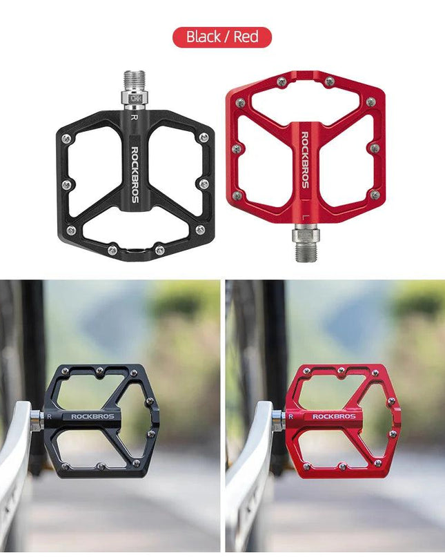 ROCKBROS Bike Pedals Aluminum Alloy Anti-slip Bicycle Pedals Ultralight Sealed Bearing One-piece MTB Road Mountain Cycling Pedal