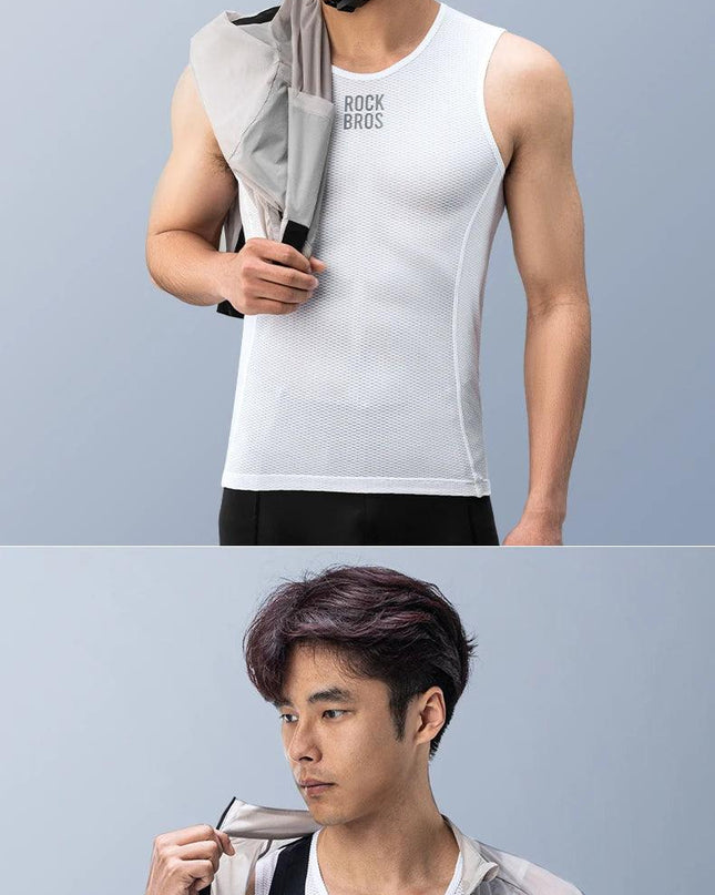 ROCKBROS Bike Vest Breathable  Men's Sleeveless Short Summer Undershirt Windbreaker Tshirt Quick Dry Elastic Mesh Underwear