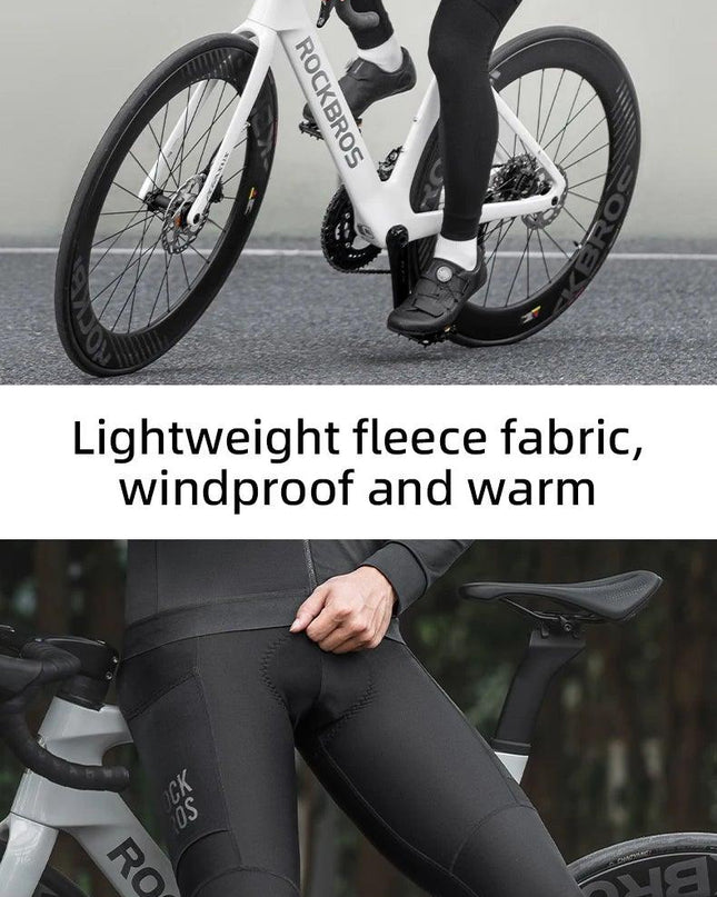 ROCKBROS Cycling Pants Thermal Fleece Winter 3D Padded Riding Leggings Tights Reflective Breathable Mountain Bike Sport Trousers