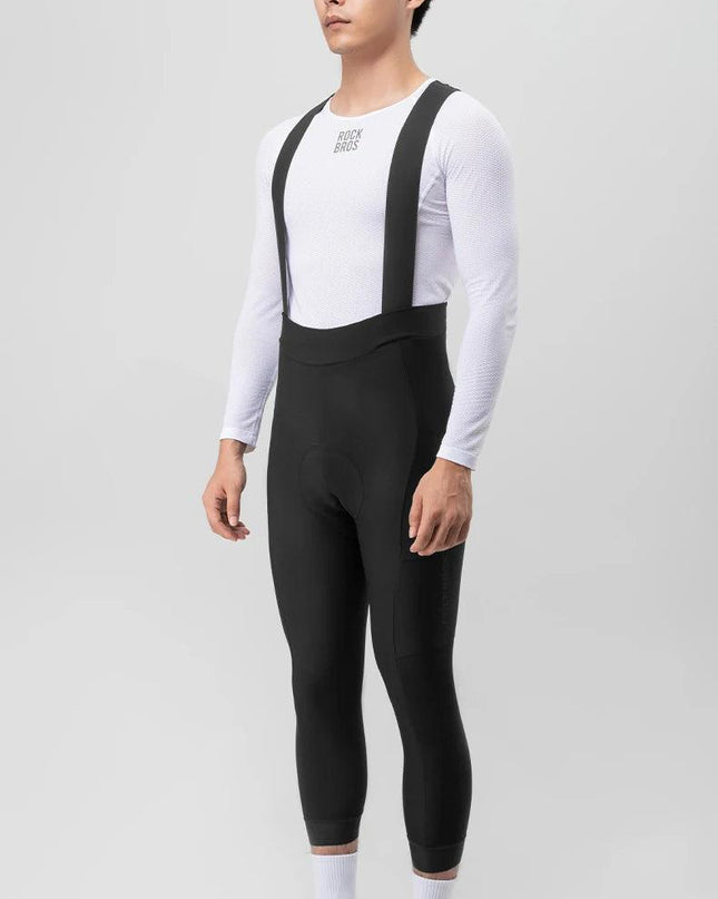 ROCKBROS Winter Cycling Bib Pants Breathable Long Pants Road Bike Pants Bib Tights 3D Cushion Padded Fleece Thermal Bicycle Pant