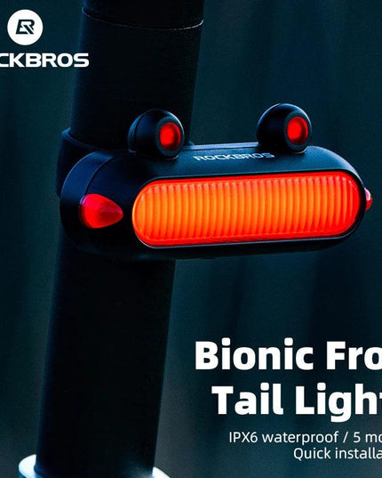 ROCKBROS Bike Rear Light IPX6 Bike Taillight LED Type-C Charging 5Modes Safety Warning Cycling Smart Taillight Rear Bicycle Lamp
