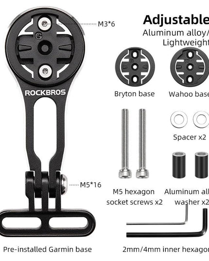 ROCKBROS Bike Bracket Front Light Lamp Holder Aluminum Alloy Extension Holder for Bicycle Computer Wahoo Bryton Garmin Bracket
