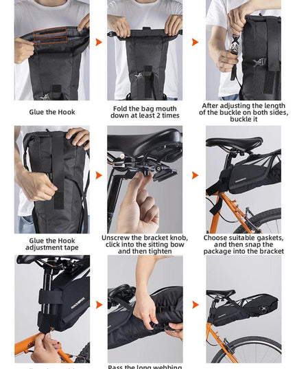 ROCKBROS Bike Bag Waterproof Reflective 10L Large Capacity Saddle Bag Cycling Foldable Tail Rear Bag MTB Road Trunk Bicycle Bag