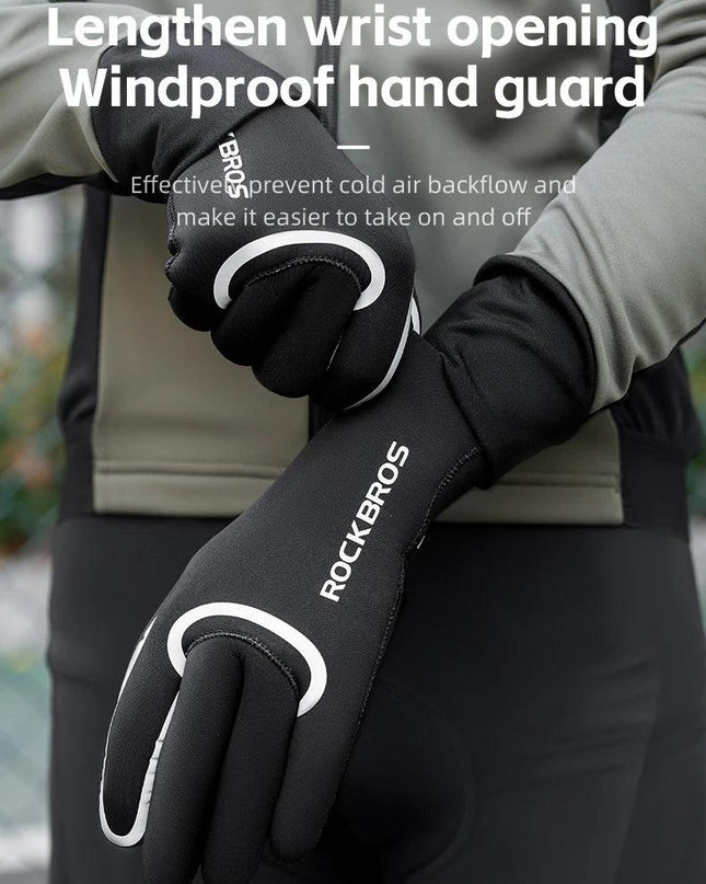 ROCKBROS Winter Warm Gloves Windproof Waterproof Bicycle Sports Mitten Warm Fleece Gloves Non-slip Motorcycle Ski Riding Gloves