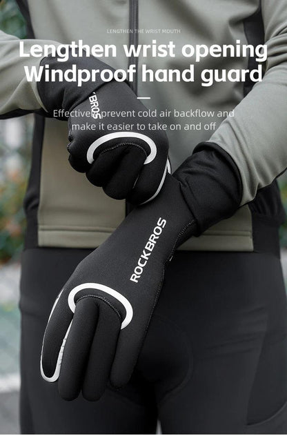 ROCKBROS Winter Warm Gloves Windproof Waterproof Bicycle Sports Mitten Warm Fleece Gloves Non-slip Motorcycle Ski Riding Gloves