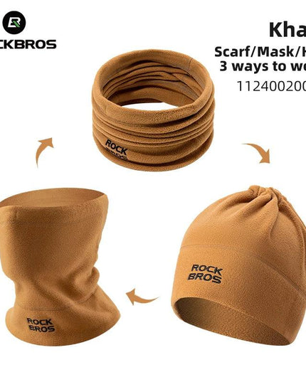 ROCKBROS Winter Scarf Hats Fleece Windproof Balaclava Hiking Warm Mask Bandana Ear Neck Cover Thermal Camping Sport Gear