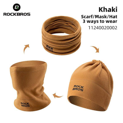 ROCKBROS Winter Scarf Hats Fleece Windproof Balaclava Hiking Warm Mask Bandana Ear Neck Cover Thermal Camping Sport Gear