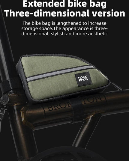 ROCKBROS Bicycle Bag Ultralight Top Front Tube Frame Triangle Bag for Brompton Bike 0.8L Lengthened Design Bike Bag Accessories