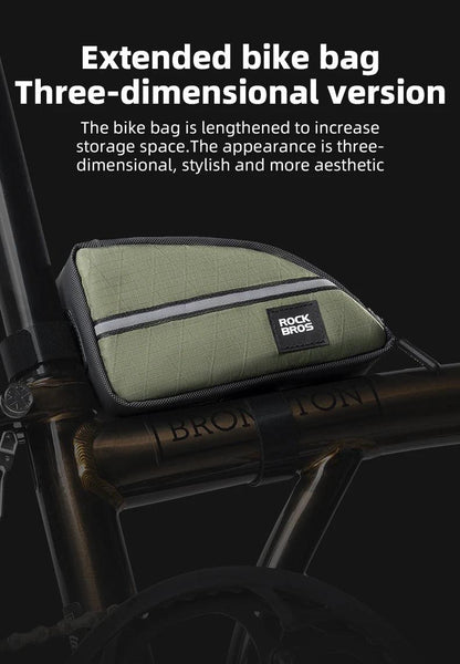 ROCKBROS Bicycle Bag Ultralight Top Front Tube Frame Triangle Bag for Brompton Bike 0.8L Lengthened Design Bike Bag Accessories