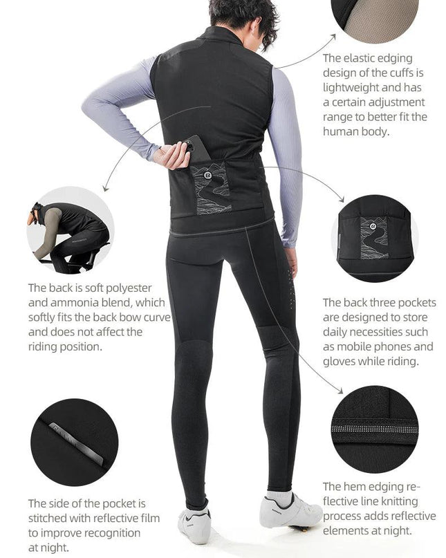 ROCKBROS Winter Cycling Vest Lightweight Windproof Fleece Warm Vest for Men Women Outdoor Sports Thermal Clothing Runring ﻿