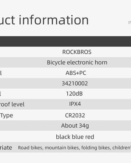 ROCKBROS Bike Bell Electronic Loud Horn ABS 120db Safety Electric Bell IPX4 Speaker Alarm Ring Bicycle Handlebar Warning Bell